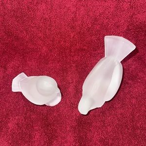Heavy frosted glass pair of birds for decorating or paperweight